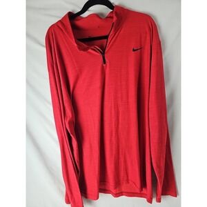 Nike Dri-FIT Mens 3XL Red Quarter Zip Pullover Long Sleeve Performance Top